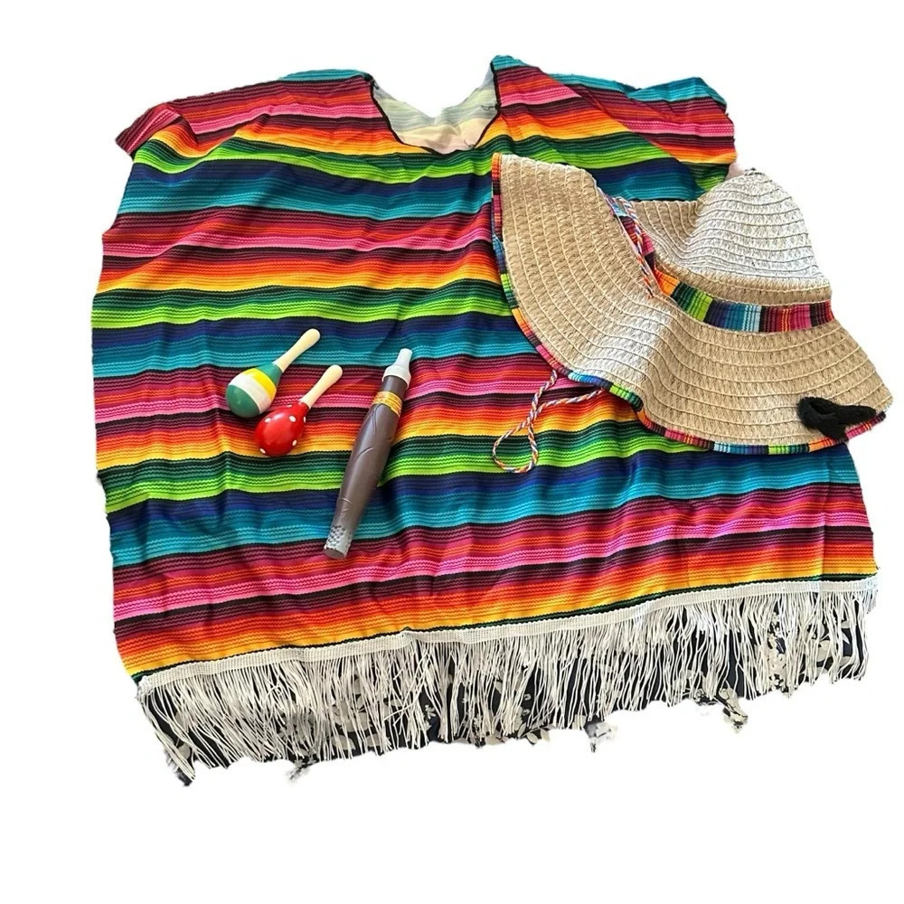 Mexican Poncho Mexico Party Fancy Dress Bandit